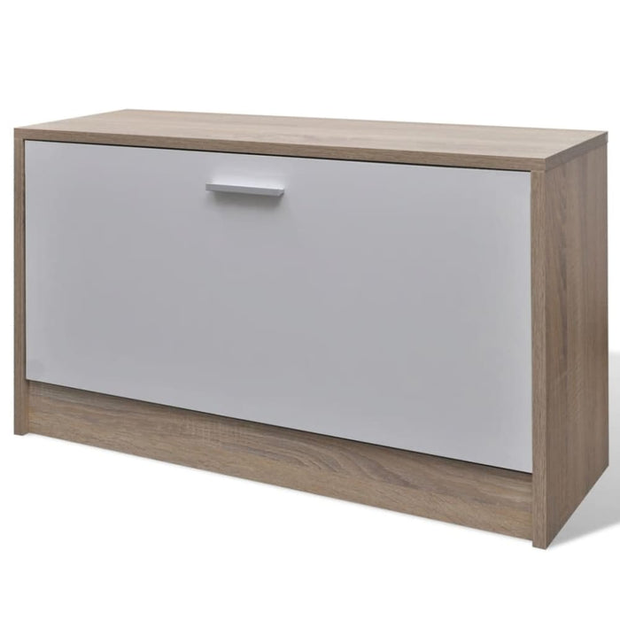 Oak and White 3-in-1 Wooden Shoe Cabinet Set Xaoxal