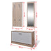 Oak and White 3-in-1 Wooden Shoe Cabinet Set Xaoxal