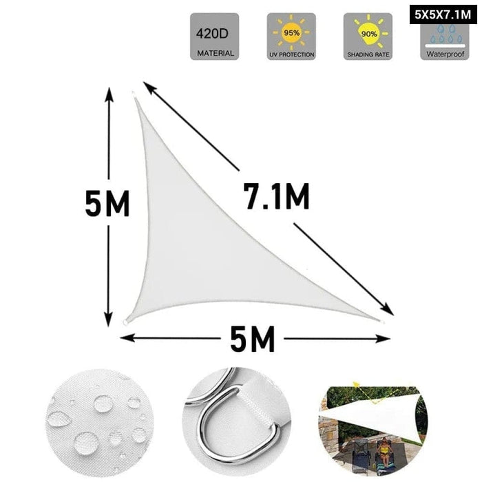 White 420d Waterproof Polyester Square Rectangle Shade Sail