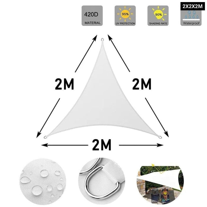 White 420d Waterproof Polyester Square Rectangle Shade Sail