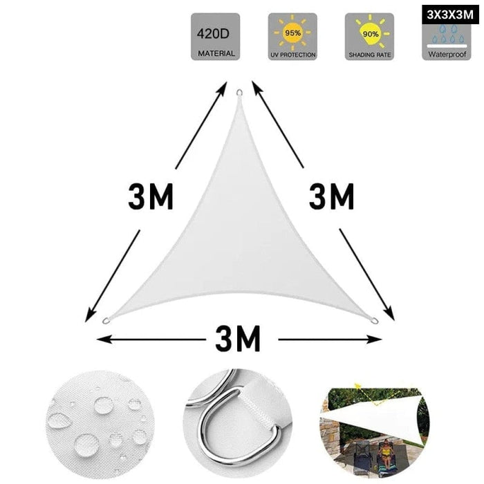 White 420d Waterproof Polyester Square Rectangle Shade Sail