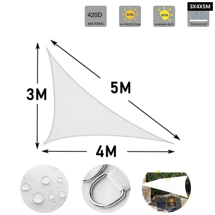 White 420d Waterproof Polyester Square Rectangle Shade Sail