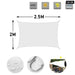 White 420d Waterproof Polyester Square Rectangle Shade Sail