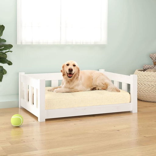 Dog Bed White 75.5x55.5x28 Cm Solid Wood Pine Nttxpa