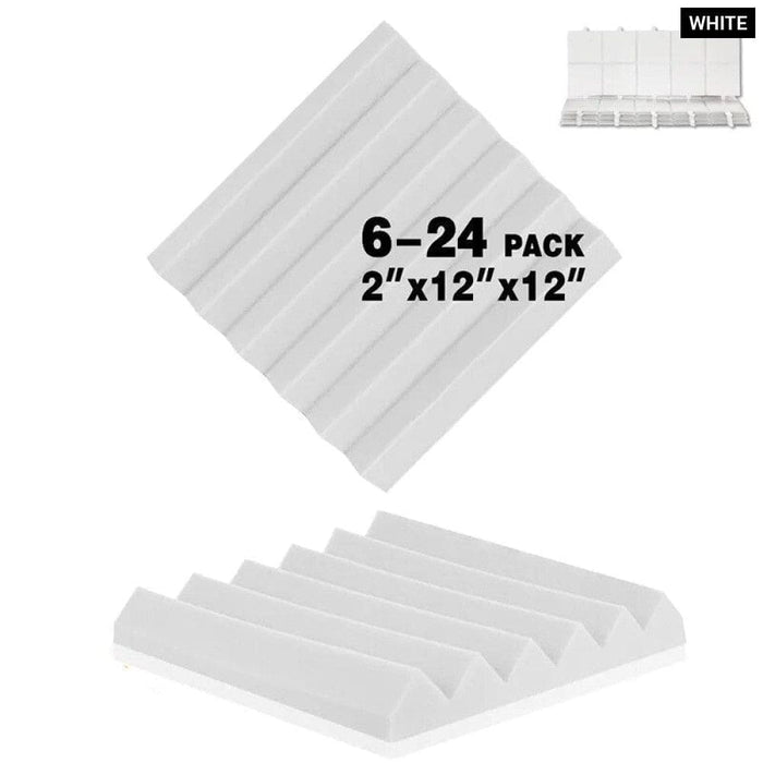 White Acoustic Foam Panels 6 - 24 Pcs Soundproofing Sound