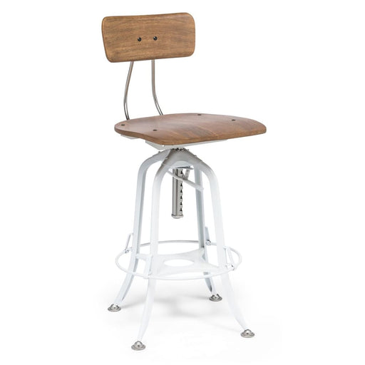 White Bar Stool Chair Height Adjustable And Swivel