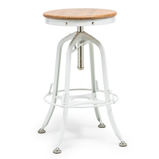 White Bar Stool Height Adjustable And Swivel With Natural