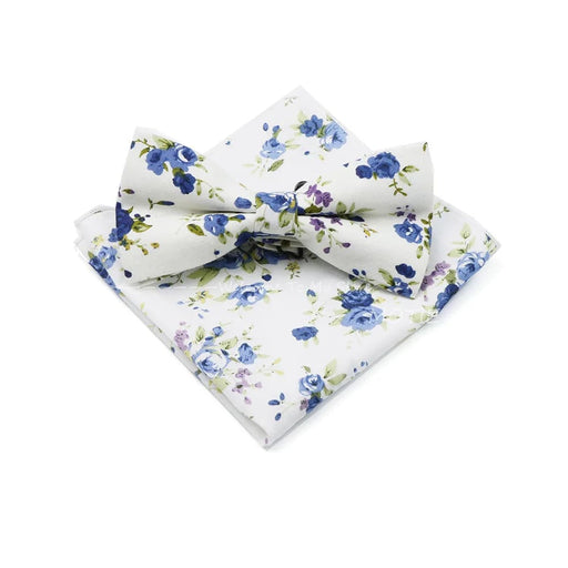 White Cotton Flower Bowtie Set For Weddings And Parties