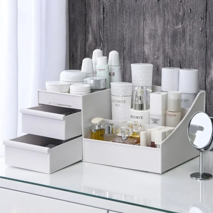 White Drawer Makeup Storage Box Perfect for Dorms