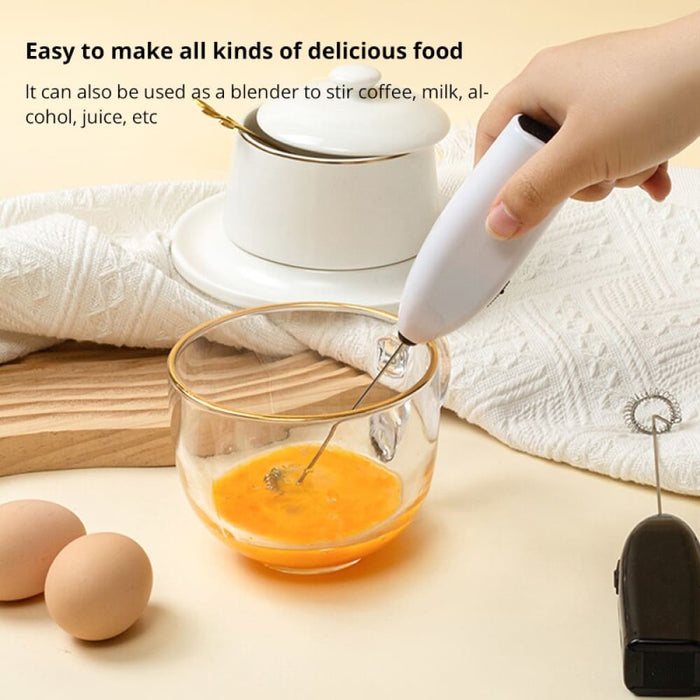 White Electric Egg Beater Milk Frother For Coffee Household