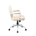 White Frame Faux Leather Home Office Chair In Beige