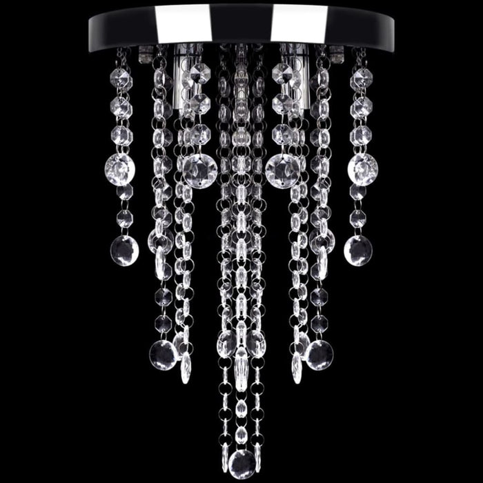 White Metal Ceiling Lamp with Crystal Beads Xaotnx