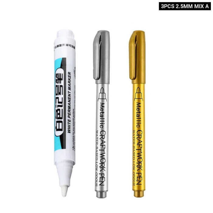 White Permanent Paint Pen Set for Multiple Surfaces 0.7mm