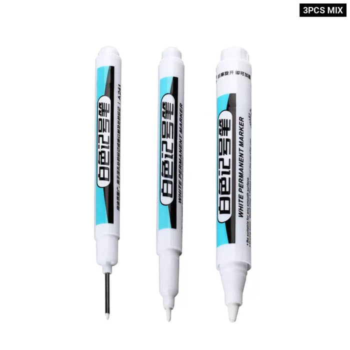 White Permanent Paint Pen Set for Multiple Surfaces 0.7mm