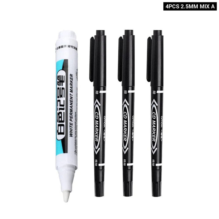 White Permanent Paint Pen Set for Multiple Surfaces 0.7mm