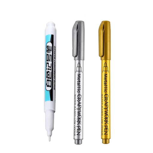 White Permanent Paint Pen Set For Multiple Surfaces 0.7mm