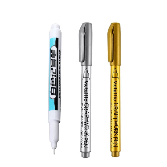 White Permanent Paint Pen Set for Multiple Surfaces 0.7mm