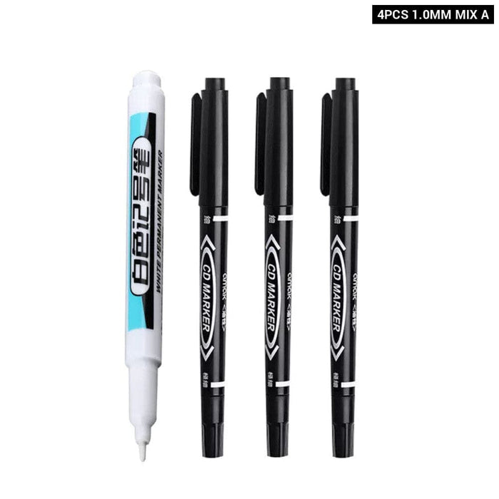White Permanent Paint Pen Set for Multiple Surfaces 0.7mm
