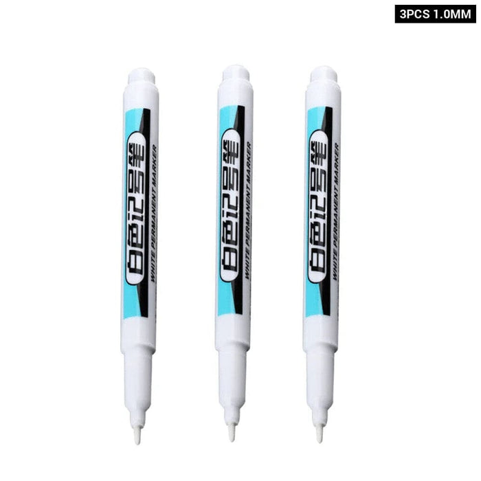 White Permanent Paint Pen Set for Multiple Surfaces 0.7mm
