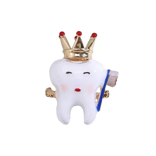 White Tooth King Enamel Pin Crown Lapel Badge For Party