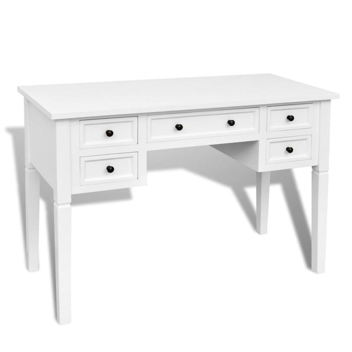 White Writing Desk with 5 Drawers Xaoptt