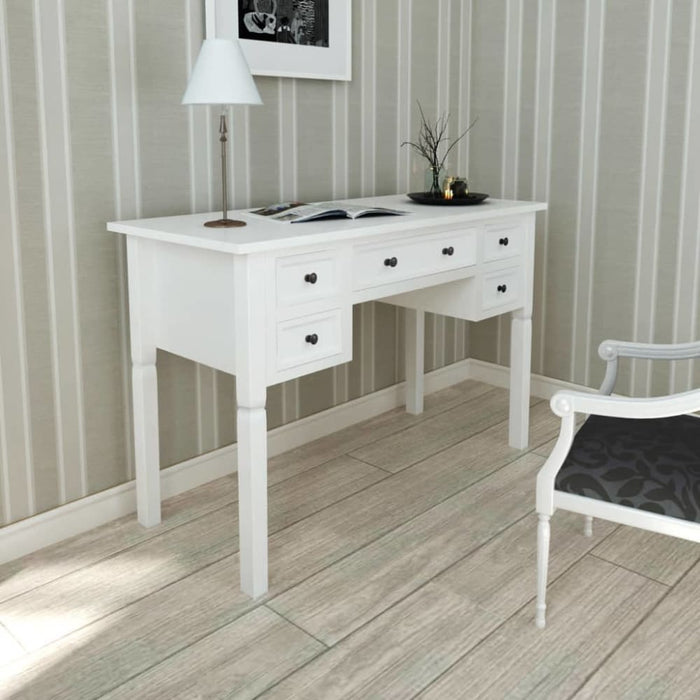 White Writing Desk with 5 Drawers Xaoptt