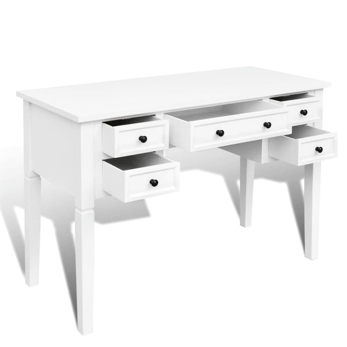 White Writing Desk with 5 Drawers Xaoptt