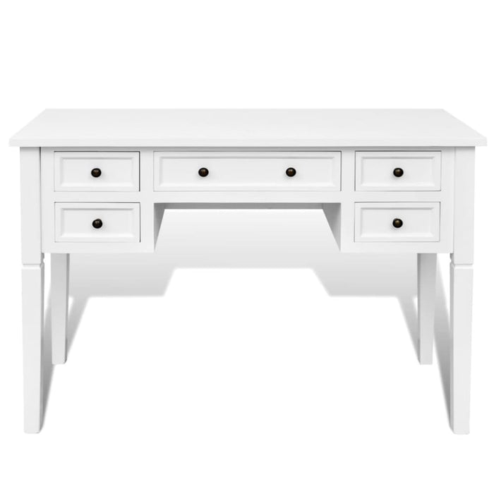 White Writing Desk with 5 Drawers Xaoptt