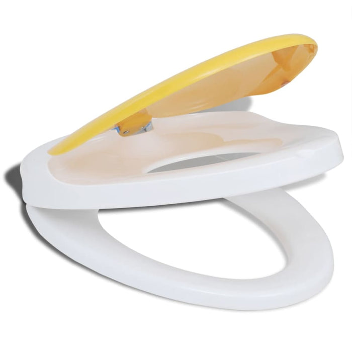 White & Yellow Soft - close Toilet Seat Adults Children