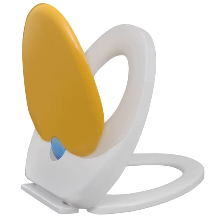 White & Yellow Soft - close Toilet Seat Adults Children