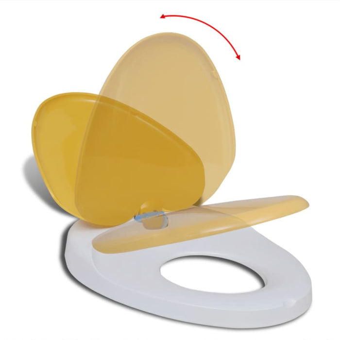 White & Yellow Soft - close Toilet Seat Adults Children