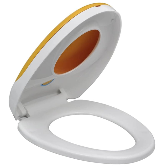 White & Yellow Soft - close Toilet Seat Adults Children