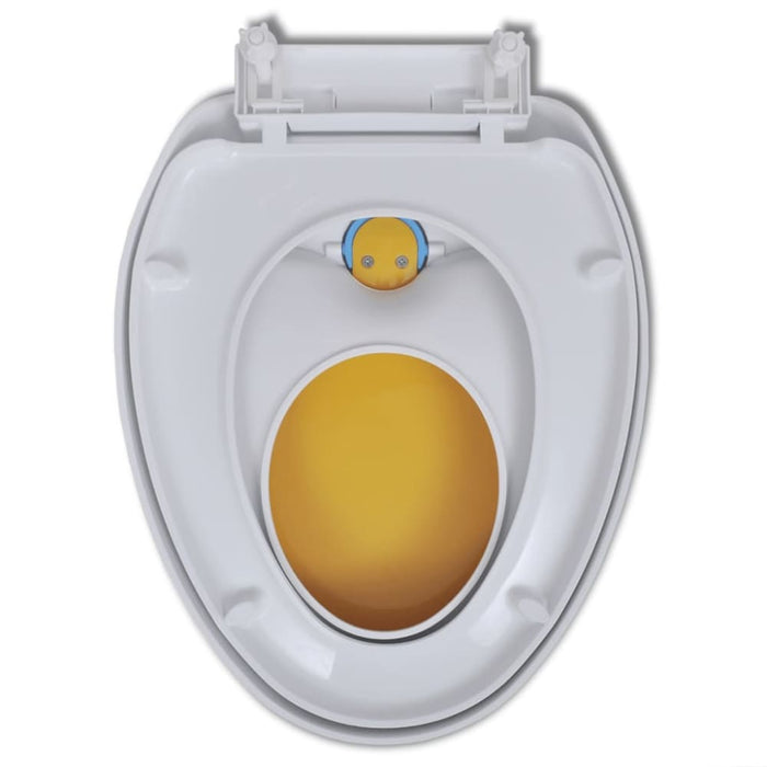 White & Yellow Soft - close Toilet Seat Adults Children