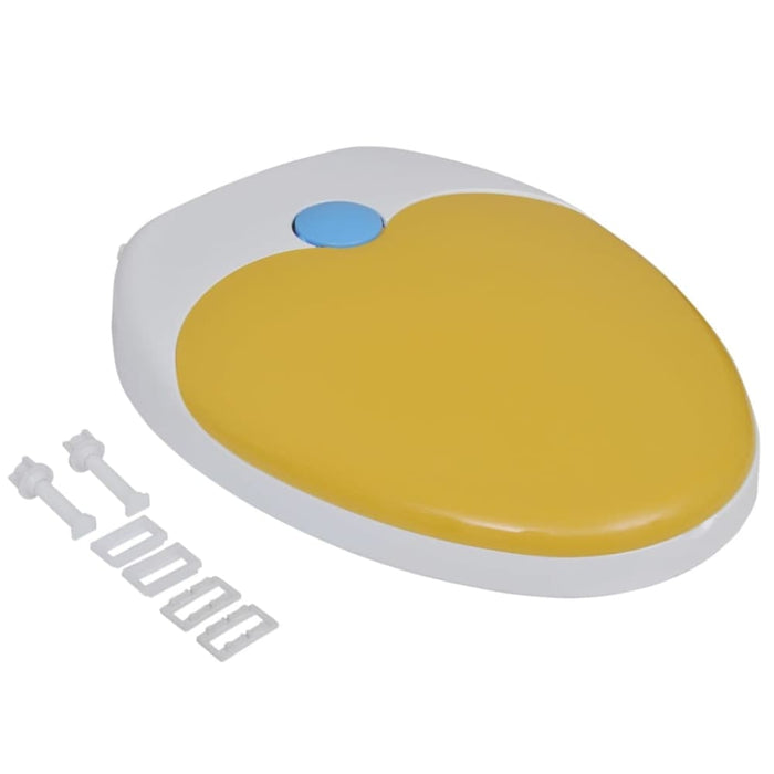 White & Yellow Soft - close Toilet Seat Adults Children