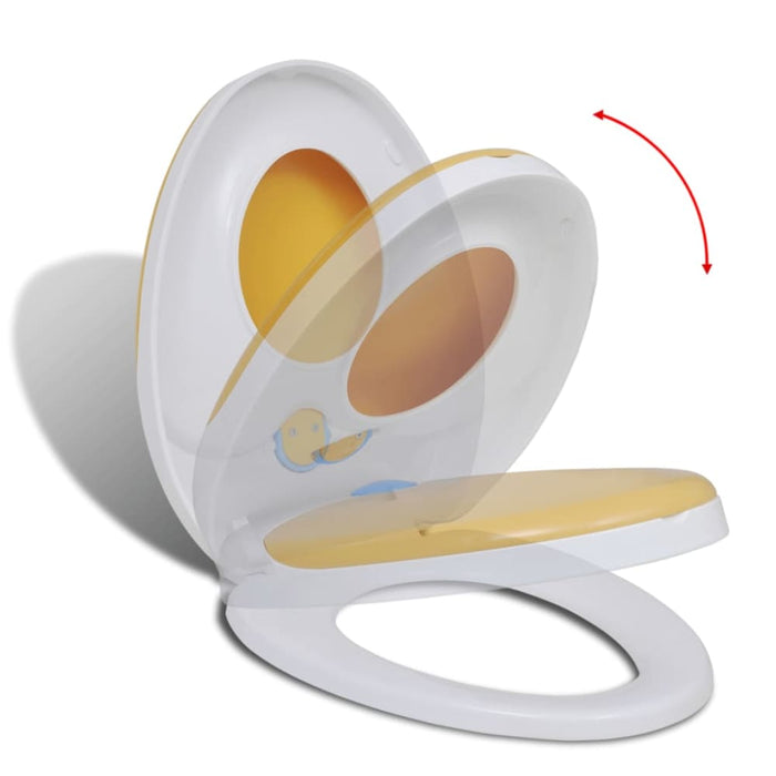 White & Yellow Soft - close Toilet Seat Adults Children