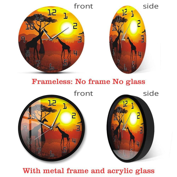 Wildlife Giraffe Wall Art Decorative Clock Serengeti