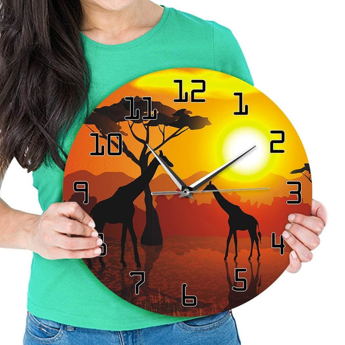 Wildlife Giraffe Wall Art Decorative Clock Serengeti