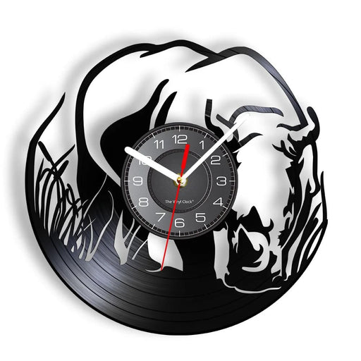 Wildlife Safari Rhino Vinyl Record Wall Clock