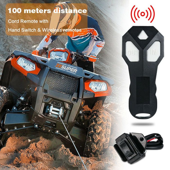12v Winch 3500lbs Electric Atv Synthetic Rope Trailer Boat