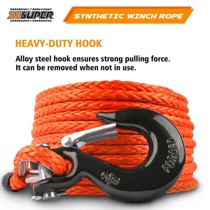Winch Rope 9.5mm x 30m Dyneema Sk75 Hook Synthetic Car Tow