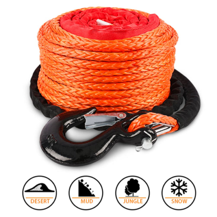 Winch Rope 9.5mm x 30m Dyneema Sk75 Hook Synthetic Car Tow