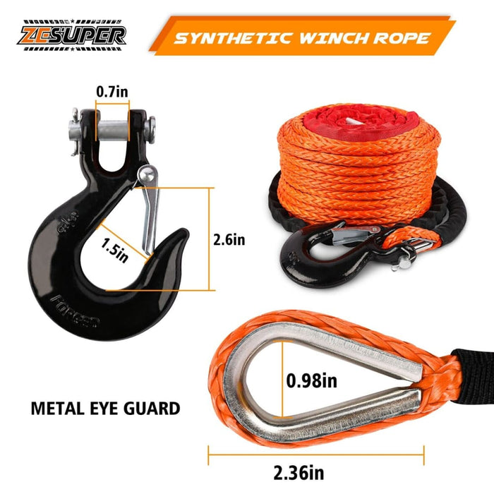 Winch Rope 9.5mm x 30m Dyneema Sk75 Hook Synthetic Car Tow