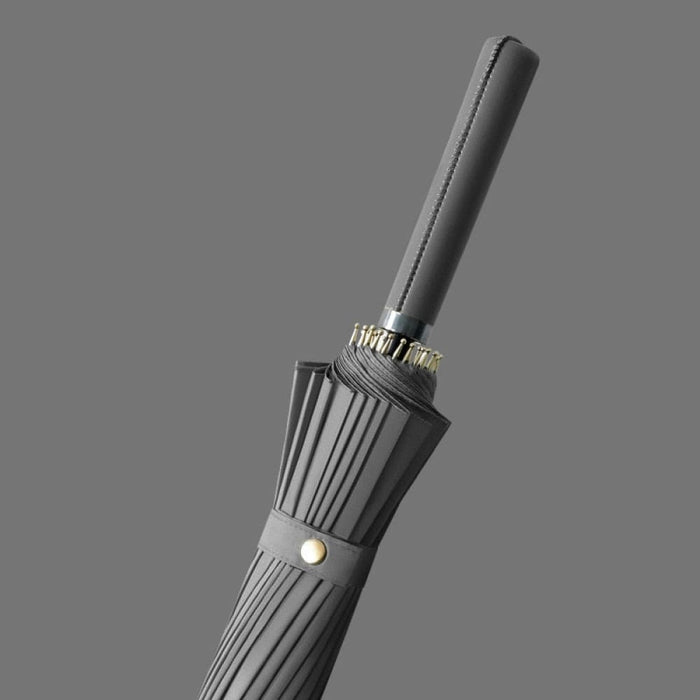 24k Windproof Long Umbrella with Leather Handle