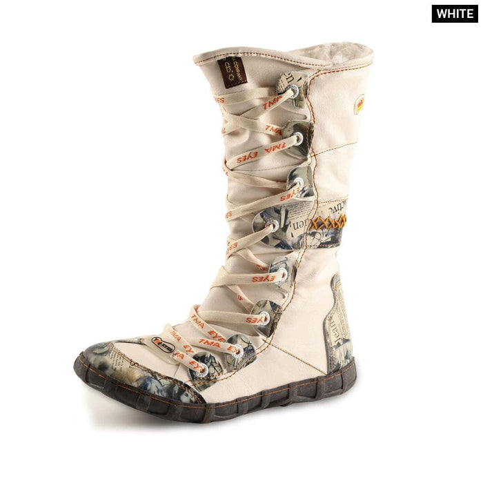 Winter Long Washed Contrast-stitch Lace Side Zipper Womens