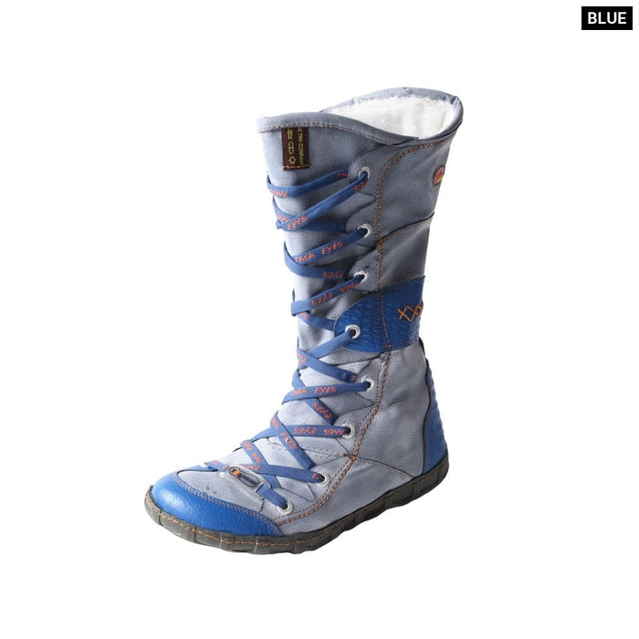 Winter Long Washed Contrast-stitch Lace Side Zipper Womens