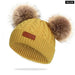 Winter Warm Double Wool Knitted Pompom Baby Hat For Kids