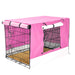 Wire Dog Cage Crate 48in with Tray + Cushion Mat + Pink