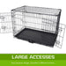 Wire Dog Cage Foldable Crate Kennel 24in With Tray Blue