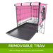 Wire Dog Cage Foldable Crate Kennel 24in With Tray Pink