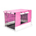 Wire Dog Cage Foldable Crate Kennel 30in with Tray + Pink
